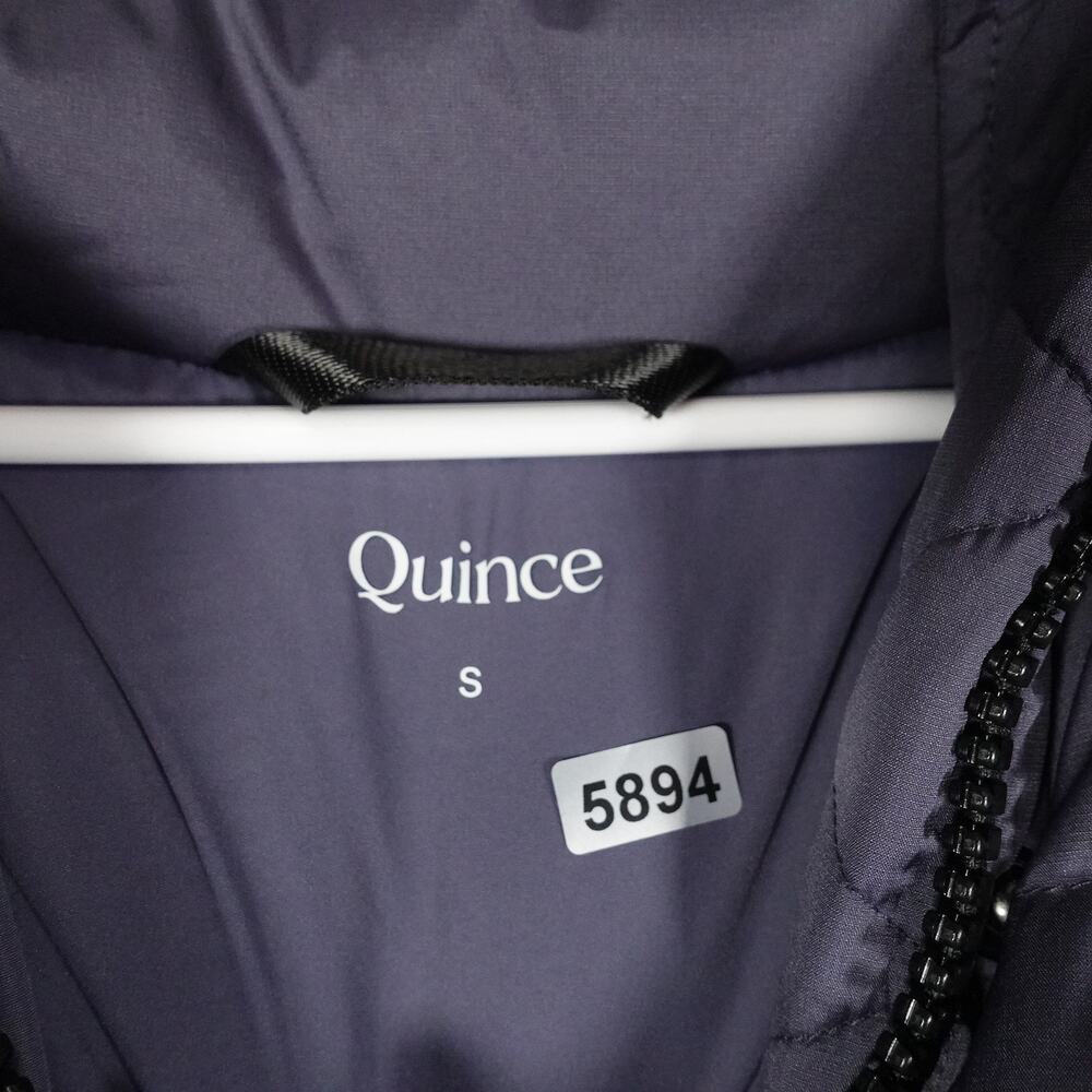 NWOT Quince Women's Small Responsible Down Long Puffer Coat Storm Blue Preppy - Picture 7 of 11